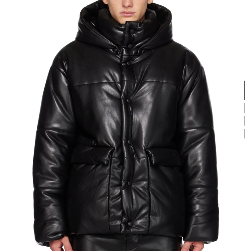 Men’s size Large vegan leather puffer coat NWT